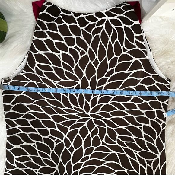 NEW Ann Taylor Silk Classic Keyhole Bow Spiral Flower Sleeveless Two Tone Top 4 - Picture 15 of 16